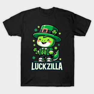 Cheerful Leprechaun Pup - Luckzilla St. Paddy's Celebration T-Shirt